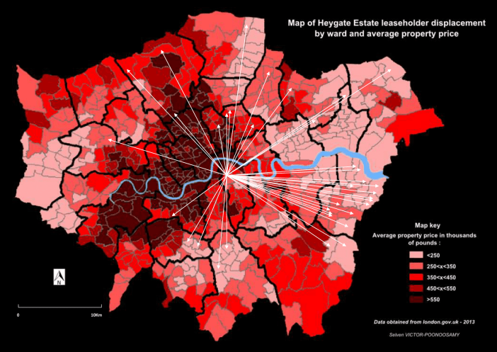 Selven Victor-Poonoosamy, Heygate Estate Leaseholder Displacement Map