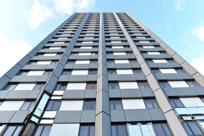 ACM panelling and insulation cladding system on Grenfell Tower